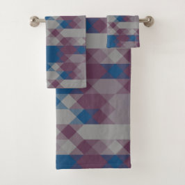 blue and mauve geometric pattern バスタオルセット