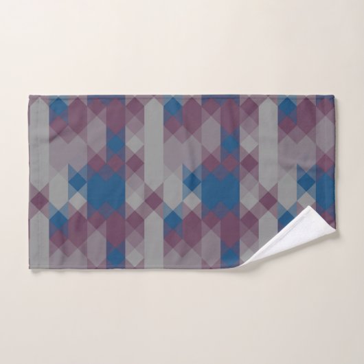 blue and mauve geometric pattern バスタオルセット (ハンドタオル)