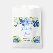 Blue and Navy Flowers Bridal Shower Thank You フェイバーバッグ (正面)
