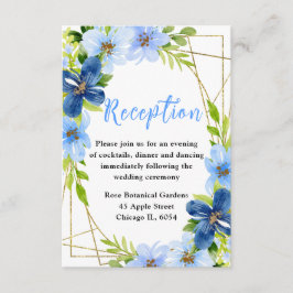 Blue and Navy Flowers Wedding Reception エンクロージャーカード