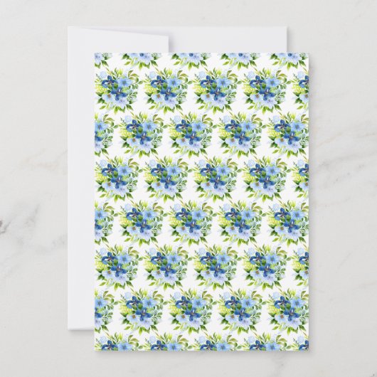 Blue and Navy Flowers with Foliage  サンキューカード (裏面)