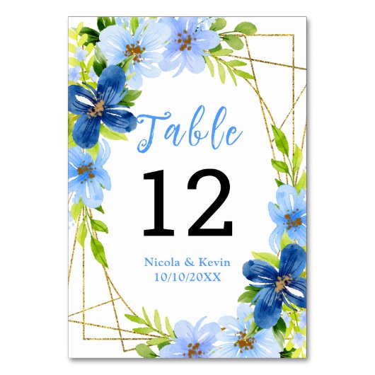 Blue and Navy Flowers with Foliage  テーブルナンバー (正面)