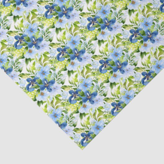 Blue and Navy Flowers with Foliage  薄葉紙 (詳細)