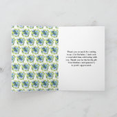Blue and Navy Flowers with Foliage Birthday サンキューカード (内部)