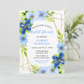 Blue and Navy Flowers with Foliage Bridal Shower 招待状 (スタンド正面)