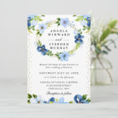 Blue and Navy Flowers Wreath Wedding 招待状 (スタンド正面)