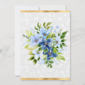 Blue and Navy Summer Flowers Gold Bridal Shower 招待状 (裏面)