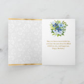 Blue and Navy Summer Flowers Gold Foil Birthday カード (内部)