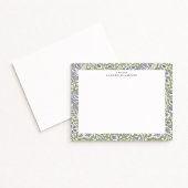 Blue and Olive Hand-Block Inspired Floral Note Car 招待状