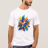 Blue and Orange Abstract Art T-Shirt – Modern Geom Tシャツ (正面)