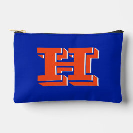 Blue and Orange Collegiate Color Style Monogram アクセサリーポーチ