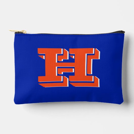 Blue and Orange Collegiate Color Style Monogram アクセサリーポーチ (正面)