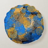 Blue and Orange Concentric Circles Round Pillow ラウンドクッション (裏面)
