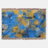 Blue and Orange Concentric Circles Throw Blanket スローブランケット (正面)