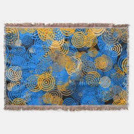 Blue and Orange Concentric Circles Throw Blanket スローブランケット