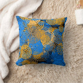 Blue and Orange Concentric Circles Throw Pillow クッション (ブランケット)