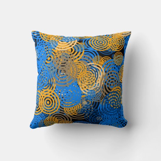 Blue and Orange Concentric Circles Throw Pillow クッション (裏面)