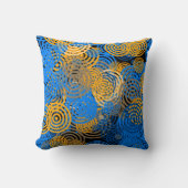 Blue and Orange Concentric Circles Throw Pillow クッション (正面)