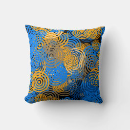 Blue and Orange Concentric Circles Throw Pillow クッション