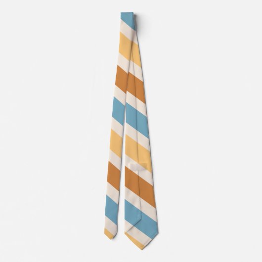 Blue and Orange Diagonal Retro Stripes Groovy ネクタイ (裏面)