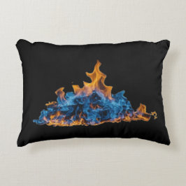  "Blue and Orange Fire Flames" Vibrant Art Design  アクセントクッション