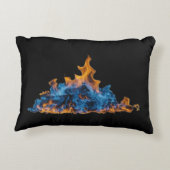  "Blue and Orange Fire Flames" Vibrant Art Design  アクセントクッション (裏面)
