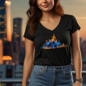  "Blue and Orange Fire Flames" Vibrant Art Design  Tシャツ