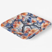 Blue and orange flora and fauna scene ペーパープレート (傾斜あり)