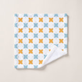 Blue and orange floral tile pattern バスタオルセット (ウォッシュタオル)
