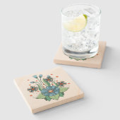 Blue and Orange Flower ストーンコースター (横)