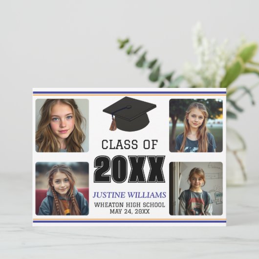 Blue and Orange Graduation  Announcement 案内状 (スタンド正面)