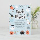 Blue and Orange Halloween 3rd Birthday Invitation  招待状 (スタンド正面)