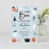 Blue and Orange Halloween - Baby Shower Invitation 招待状 (スタンド正面)