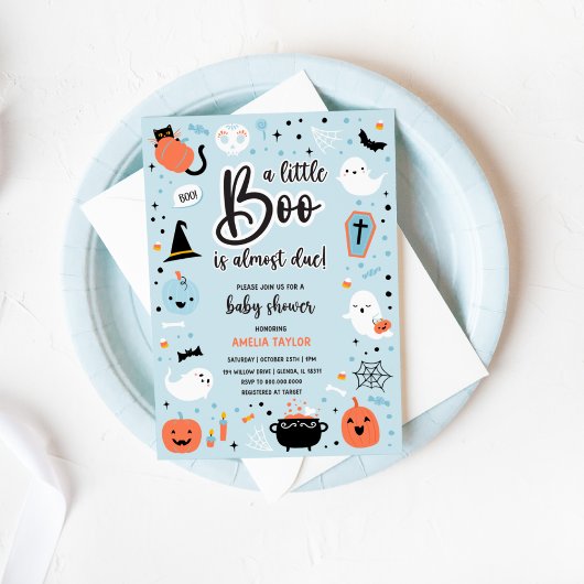 Blue and Orange Halloween - Baby Shower Invitation 招待状