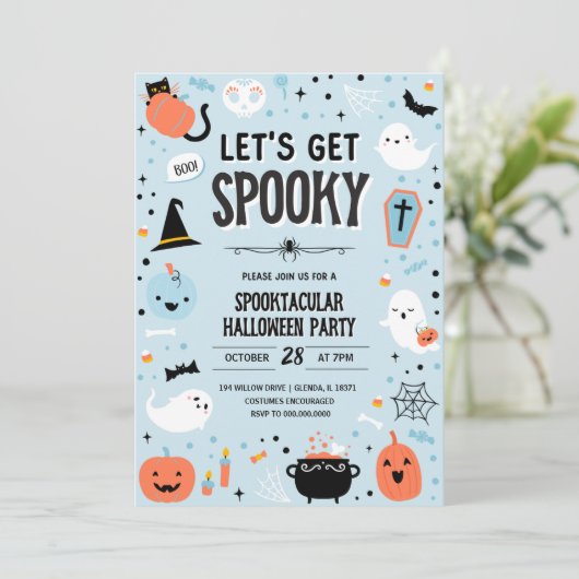 Blue and Orange Halloween Invitation 招待状 (スタンド正面)