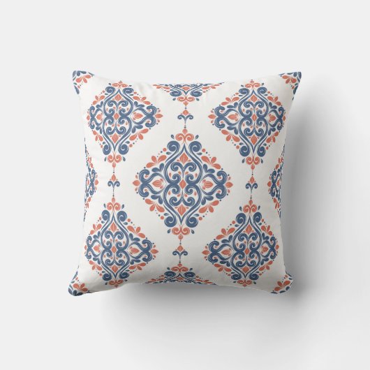 Blue and orange ornamental seamless pattern. Vinta クッション (裏面)