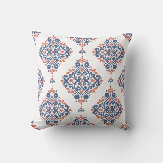 Blue and orange ornamental seamless pattern. Vinta クッション (正面)