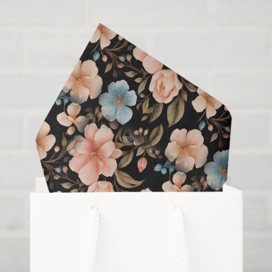 Blue and Peach Fantasy Floral 薄葉紙 (ギフトバッグ)