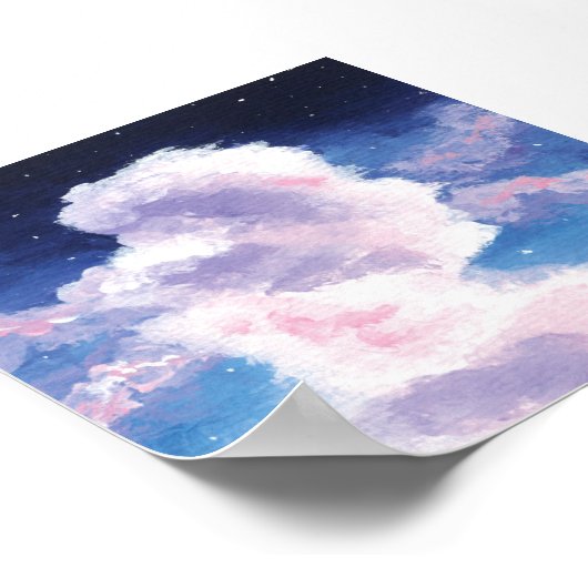 Blue and Pink Clouds Print, Value Poster Paper ポスター (角)