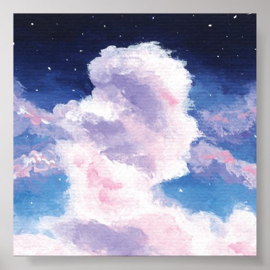 Blue and Pink Clouds Print, Value Poster Paper ポスター (正面)