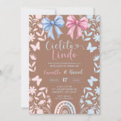 Blue and Pink Coquette Talavera Cielito Lindo 招待状 (正面)