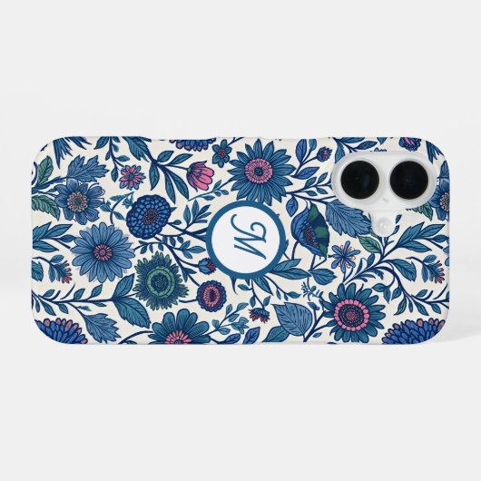 Blue and Pink Delight iPhone 16ケース (裏面横)