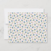 Blue and Pink Floral Hand Drawn Scallop note card 招待状 (裏面)