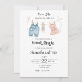 Blue and Pink Gender Reveal Invitation 招待状 (正面)