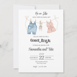 Blue and Pink Gender Reveal Invitation 招待状