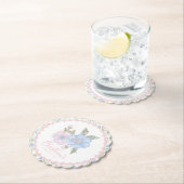 Blue and Pink Grandmillennial Floral Sweet 16 ペーパーコースター (インサイチュ)