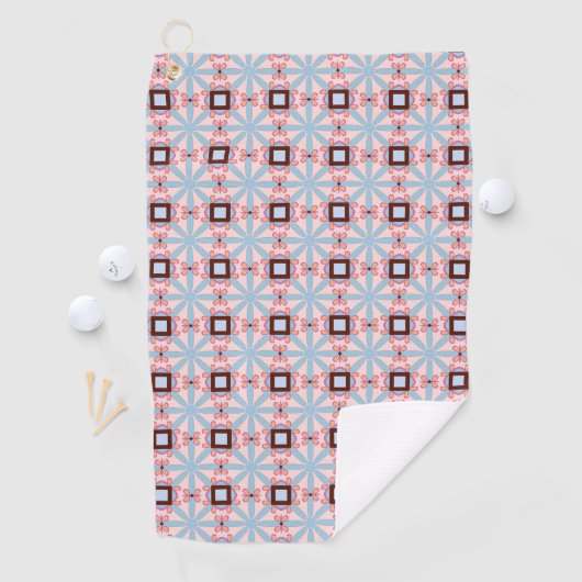 Blue and pink hues geometric patterned  ゴルフタオル (インサイチュ)