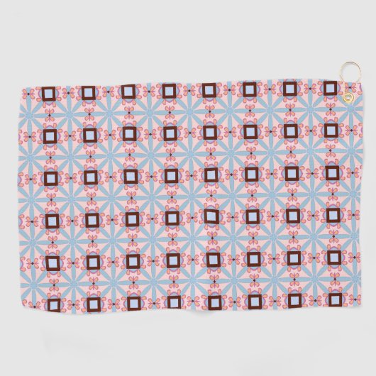 Blue and pink hues geometric patterned  ゴルフタオル (横)