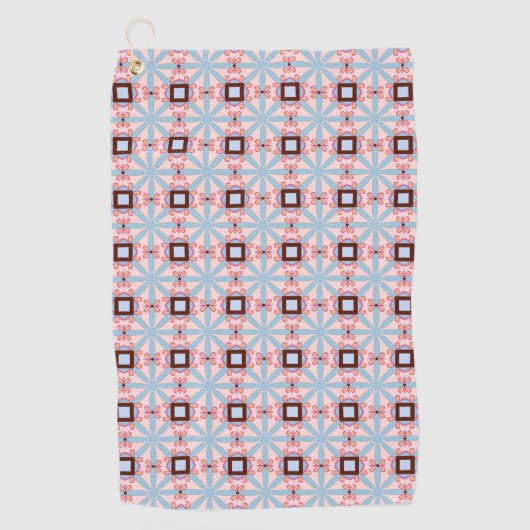 Blue and pink hues geometric patterned  ゴルフタオル (正面)