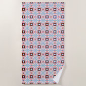 Blue and pink hues geometric patterned  ビーチタオル (正面)